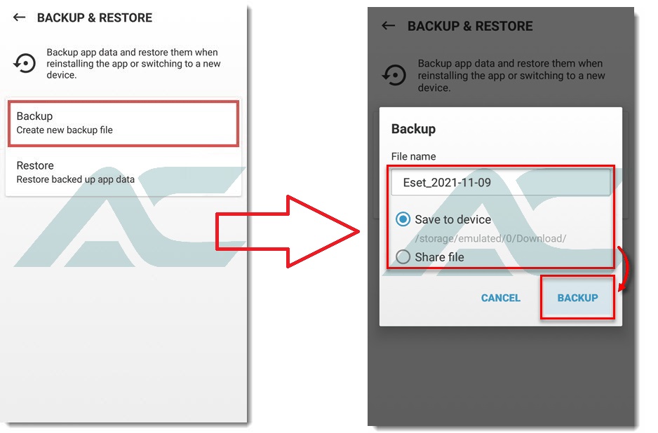 بکاپ گرفتن از تنظیمات ESET Mobile Security چیست؟2